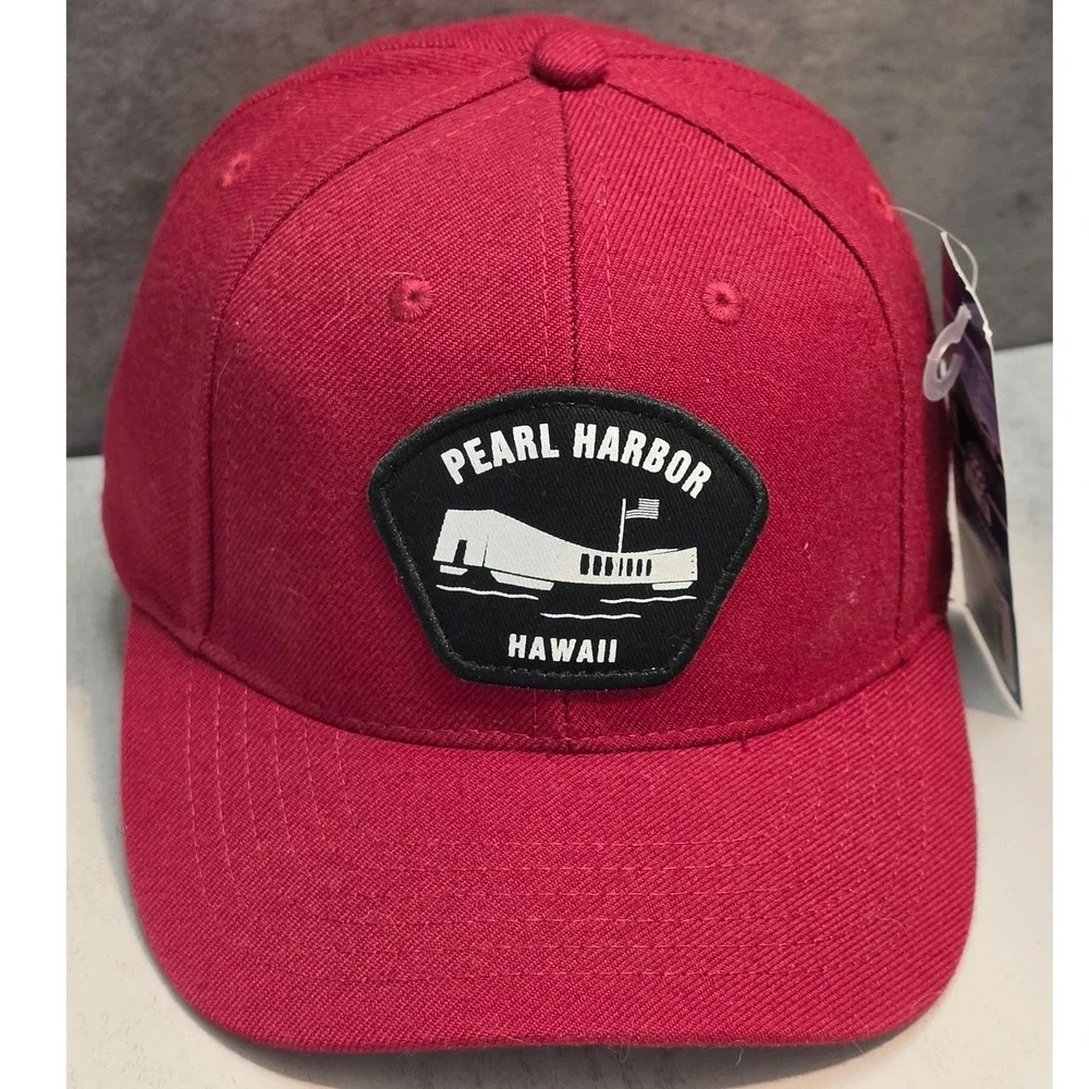 Pearl Harbor Hawaii Pacific Historic Parks Snapback Hat Memorial Patch Cardinal
